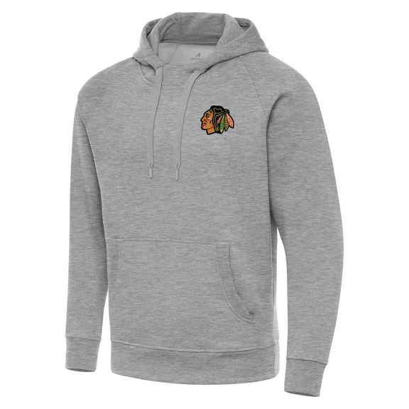 Men's Antigua Heather Gray Chicago Blackhawks Big & Tall Victory Pullover Hoodie