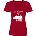 thumbnail image 3 of Inktastic Pyrenees Life is Ruff Great Pyrenees Women's V-Neck T-Shirt, 3 of 5