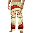 thumbnail image 2 of Pantalones de pijama largos para hombre, para dormir en casa, con estampado navideño, tubo recto, cintura elástica, bolsillos, informales, para hombre, 2 of 4