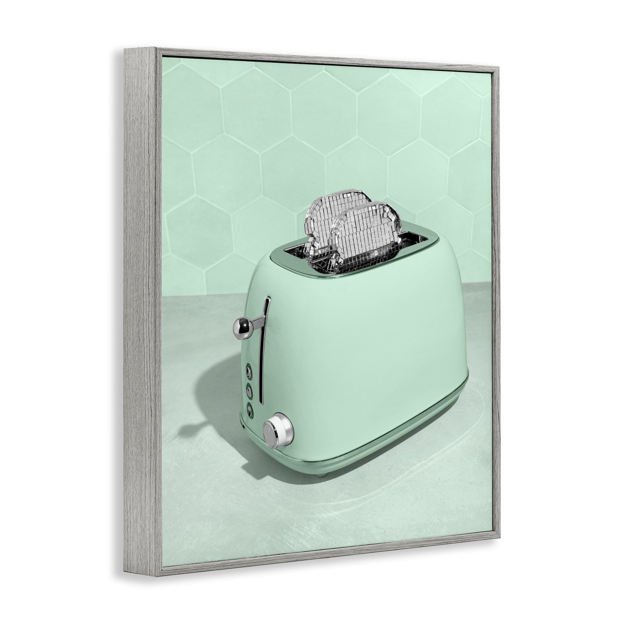 Stupell Industries Disco Toaster Over Green Gray Framed Giclee Art, design by LISH Creative