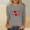thumbnail image 4 of Odbmxy Tshirts Shirts for Women Valentine's Day 3/4 Sleeve Womens Tops Plus Size Basic Love Print Leisure Vacation Tops Gray, 4 of 5