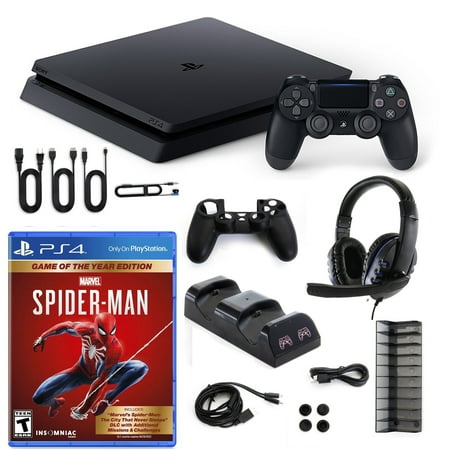 PlayStation 4 Slim 1TB Console with Spiderman Gamy of the Year and Accessories Kit