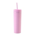 thumbnail image 2 of Advancent Botella de agua de 16OZ, vaso de paja esmerilado de plástico de 2 capas, bebida portátil, taza de té de la leche, soporte para café y jugo Mostrada Rosado 21 cm x 7.2 cm Advancent HA007950-02B, 2 of 6