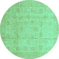 thumbnail image 1 of Ahgly Company Machine Washable Indoor Round Oriental Turquoise Blue Traditional Area Rugs, 8' Round, 1 of 4