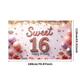 thumbnail image 3 of Flower Design Sweet 16 Banner Glittery Number Birthday Banner Happy Birthday for Teen Celebration Indoor Decor Festive Party, 3 of 8