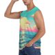 thumbnail image 3 of Balery Retro Palm Beach Sunset Camisetas sin mangas para hombre, absorbe la humedad y protege contra el mal olor.-Small, 3 of 7