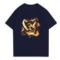 thumbnail image 4 of NAMTYQX Shirts for Men Boho Plus Size Baggy Short Sleeve Soft Elasticated Patterns Crew Neck Lightweight Casual T Shirts for Man Navy Size XL, 4 of 5