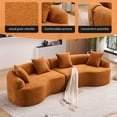 thumbnail image 6 of Compression Sponge Sofa Orange Curved Modular Sectional 30D High-Density Chenille Sleeper Couch for Apartment Living Room,110"L, 6 of 25