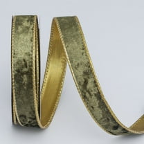 NAMZI 10 Yard Continuous 1 Inch Wired Ribbon, Metallic Crushed Velvet Christmas Style for Tree Decoration, Wreaths Supplies, Gift Wrapping & Crafts, Green