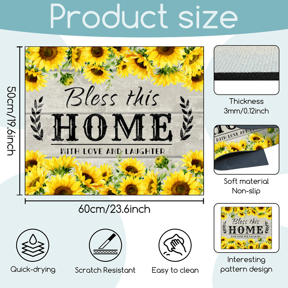 Leathaire Fibre with Rubber Washing Machine Pad Sunflower 600x500mm