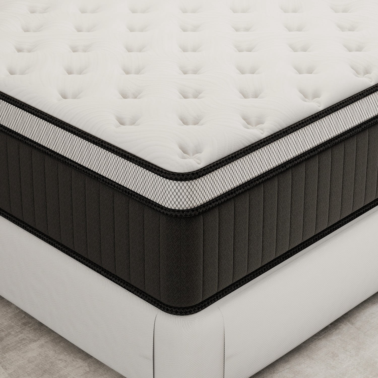 Feymoka 14 Inch Cooling Gel Hybrid Mattress King, Bamboo Charcoal Cover, Breathable Memory Foam with Pocket Springs, Medium Plush Feel
