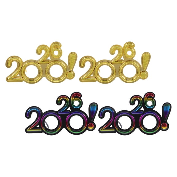CTIRCHIU 4-Pack New Year 2026 Party Sunglasses in Assorted Colors Plastic Props for Fun New Year's Eve Celebration