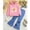 Pink, variant on Eltusu Girls Cotton Outfit Sets, Graphic Fare Leg Long Sleeve Hoodies&Jeans Sets Purple Size 2-8 T