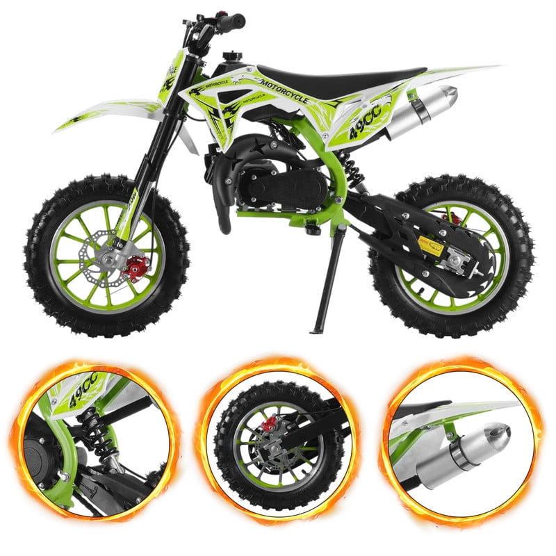 49cc 2-Stroke Gas Power Motocross Dirt Bike for Kids - Front Rear Disc Brakes, Mini Motorcycle Pocket Motorbike - Christmas, Halloween, Birthday Gifts