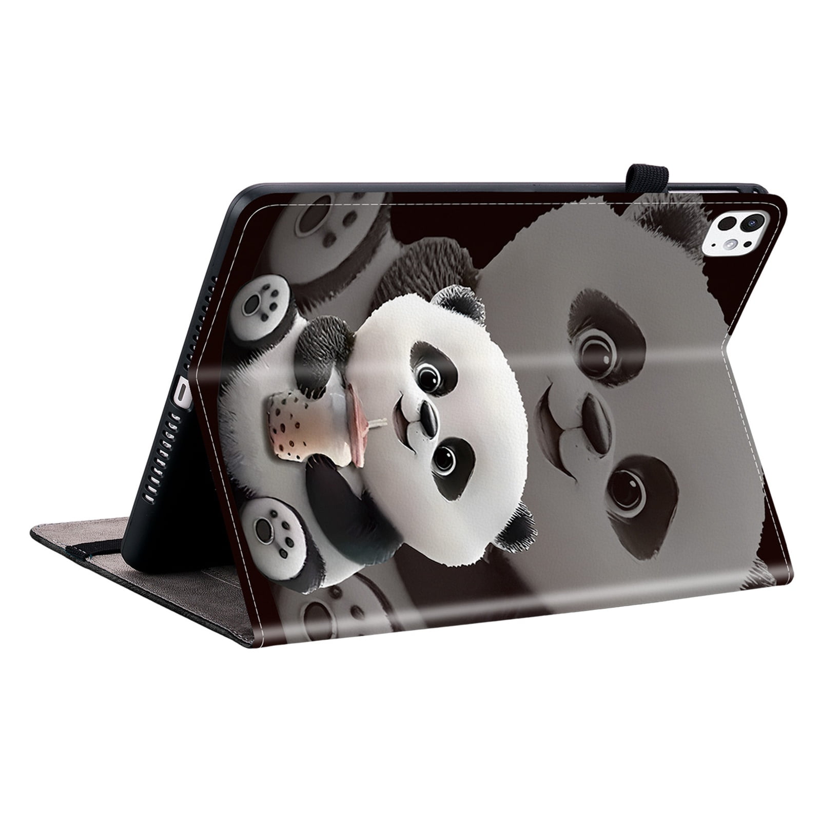 Allytechgroup for iPad 10.2" 9th 8ht 7th Generation Case, Premium PU Leather Flip Cover Stand Cover with Cards Slots Pencil Holder Shockproof TPU Inner Case for Apple iPad 10.2", Cute Panda
