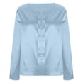 thumbnail image 5 of Cavosen Ladies Tops and Blouses Long Sleeve Satin Pullover Blouse V Neck Solid Flowy Tops Elegant Vacation Shirts Stylish Dressy T-Shirts Workout Beach Tees Summer Blue XL, 5 of 7
