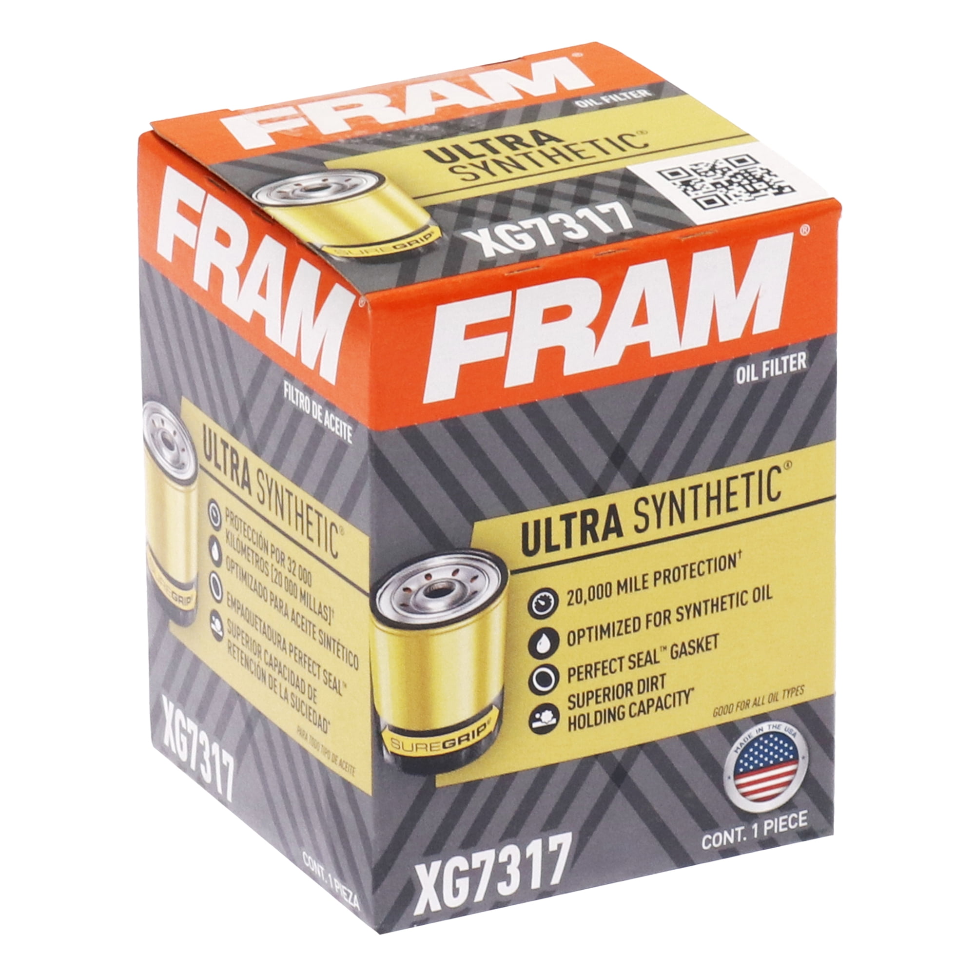 FRAM Ultra Synthetic Oil Filter, XG7317, 20K mile Replacement Oil Filter for Select Acura, Honda, Nissan Vehicles