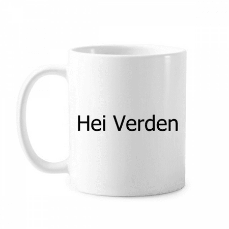 

Hello World Norwegian Language Mug Pottery Cerac Coffee Porcelain Cup Tableware