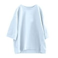 thumbnail image 5 of AherBiu 3/4 Sleeve Tops for Women Crew Neck Drop Shoulder Fall Casual Loose Basic Top Tees T Shirts, 5 of 6