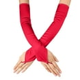 thumbnail image 2 of Girls' Boys' Adults' Bridal Gloves Stretchy Red Fingerless Over Elbow Dancing Hallowmas Opera Long Gloves, 2 of 4