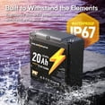thumbnail image 3 of Batería LiFePO4 GOLDENMATE 12 V 20 Ah (2 paquetes) IP67 a prueba de agua, 3 of 9