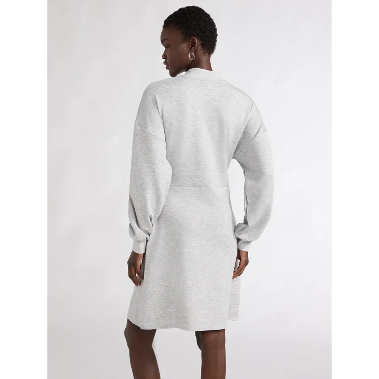 Scoop Women's Scubaknit Zip Front Mini Dress, Sizes XS-XXL
