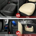 thumbnail image 2 of 2 Pack Leather Front Car Seat Cover Bottom Car Seat, Anti-Slip and Full Wrap Driver Car Seat Protectors with Storage Pocket, Waterproof Bottom Auto Seat Cushion Pad Mat for Most Vehicles(Beige), 2 of 6