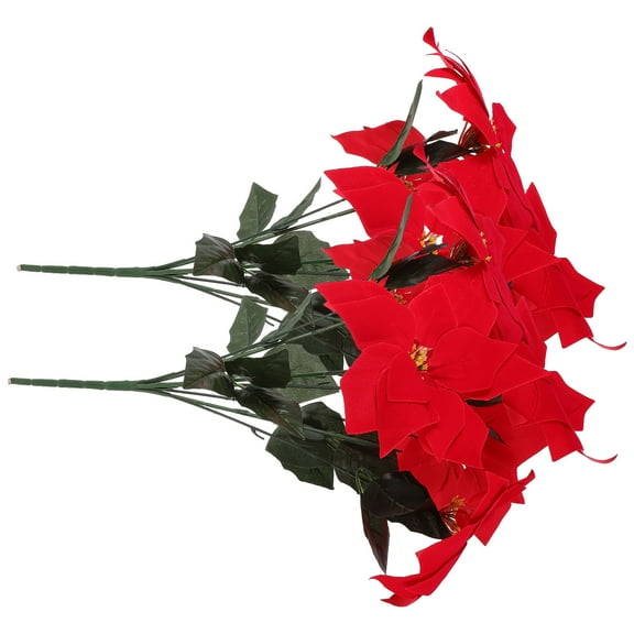 HEANUJJ Red Artificial Poinsettia for Home Decoration, 2PCS Faux Flowers Perfect for Holiday and Seasonal Decor