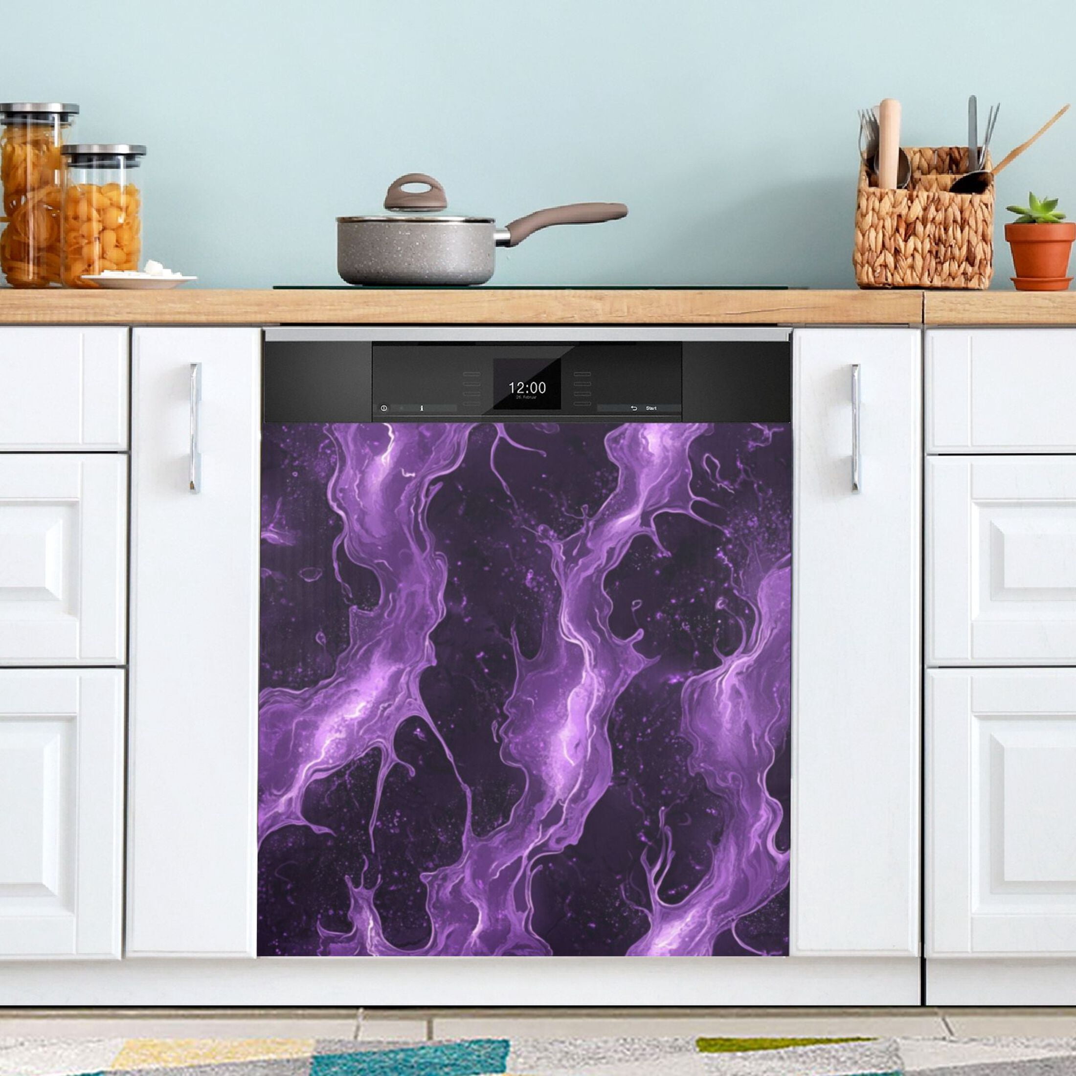 Dishwasher Magnetic Sticker 23x26 Inch Refrigerator Magnetic Sticker Washing Machine Magnetic Sticker Kitchen Panel Magnetic Sticker Home Decor Purple River Pattern