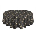 thumbnail image 5 of Dark Christmas Golden Reindeer Pattern Round Tablecloth 60"x60",Wrinkle Wipeable Table Cloth for Kitchen Dining Room Picnic Patio Party, 5 of 6