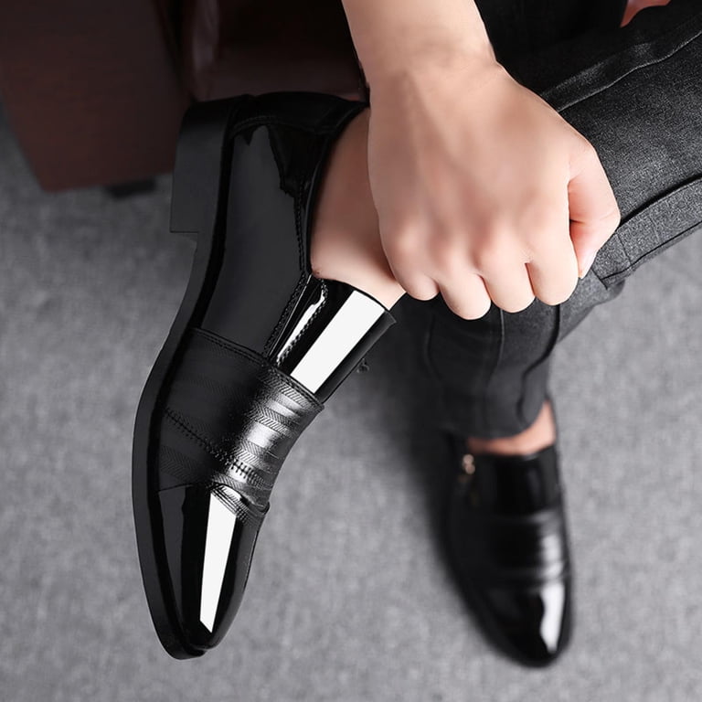 Handshe Men's Business Leather Shoes  Pointed Toe Wide Fit Casual Slip-On  with Leather Uppers for Soft All-Day Wear,Plus Size - Walmart.com