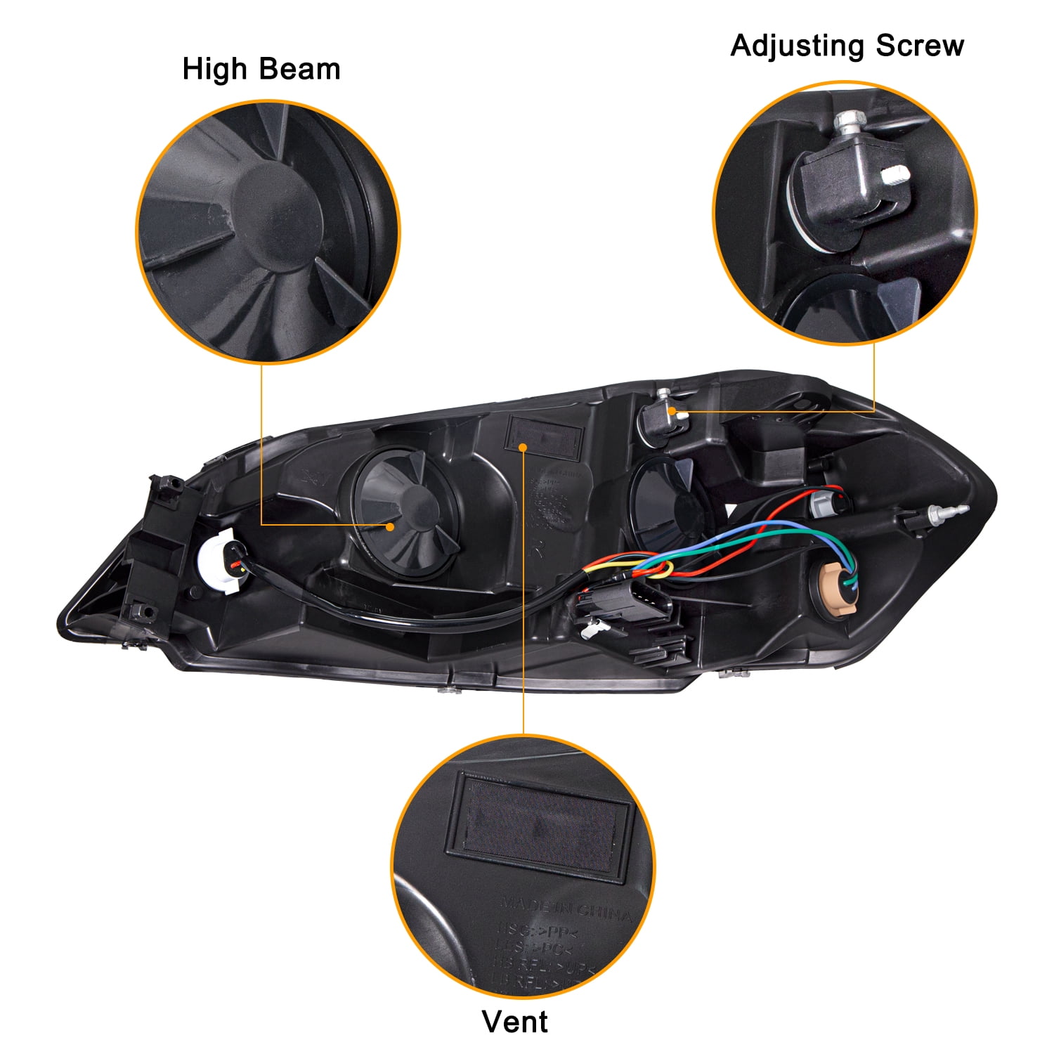 Headlights for 2006-2013 Chevy Impala 2006-2007 Monte Carlo Black Amber Headlamp