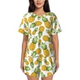 thumbnail image 1 of Balery Pineapple Conjunto de Pijama para Mujer con Estampado, Dos Piezas de Manga Corta y Shorts, Ropa de Dormir Suave con Cuello Redondo y Bolsillos-4X-Large, 1 of 6