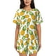 thumbnail image 1 of Fotbe Pineapple Conjunto de Pijama Estampado para Mujer, 2 Piezas, Ropa de Dormir con Camiseta de Manga Corta y Shorts Suaves-Large, 1 of 6