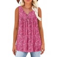 thumbnail image 4 of Ynynloco Tank Tops for Women Summer Tunic Sleeveless Shirts Dressy Loose Fit Casual V Neck Ruffled Hem Button Down Blouses, 4 of 4