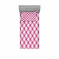 thumbnail image 2 of Ambesonne Geometric Fitted Sheet & Pillow Sham Set, Diagonal Pastel Color, Queen, Fuchsia Pale Pink White, 2 of 3