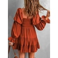 thumbnail image 2 of Women's 2023 Summer Spring Elegant Off Shoulder V Neck Long Sleeve Pleated Flowing Boho Floral Print Crewneck Short Sleeve, 2 of 8