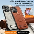 thumbnail image 5 of TECH CIRCLE for iPhone 14 Plus Strong Magnetic PC+TPU Case, Detachable Folding Metal Stand Luxury Ultrathin Genuine Leather Cover Slim Lens Protection Shockproof,White, 5 of 8