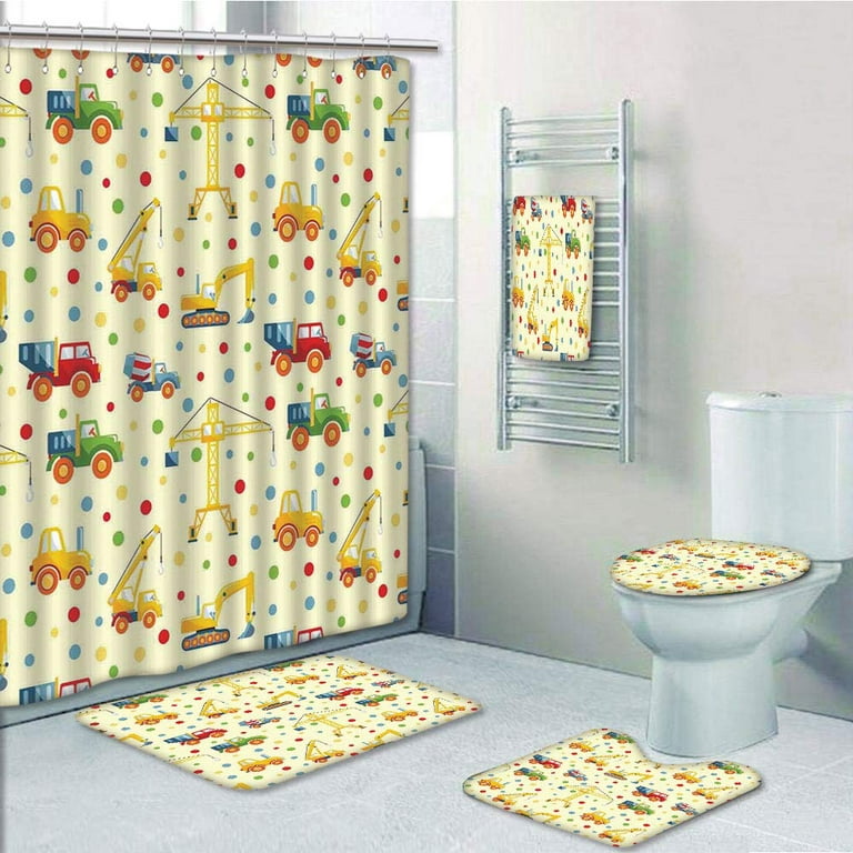 Colorful Polka Dots Bath Mat Bathroom Set. Kids Bathroom Decor