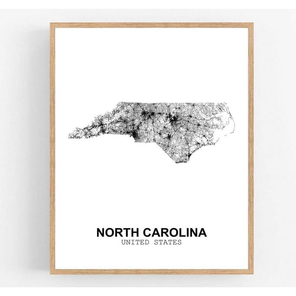 Eleville 8X10 Unframed North Carolina United States Country View Abstract Road Modern Map Art Print Poster Wall Office Home Decor Minimalist Line Art Hometown Housewarming wgn189