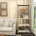 thumbnail image 3 of DecMode Farmhouse 5 Tier Wooden Shelving Unit with White/Brown Finish, 32"W x 75"H, 3 of 15