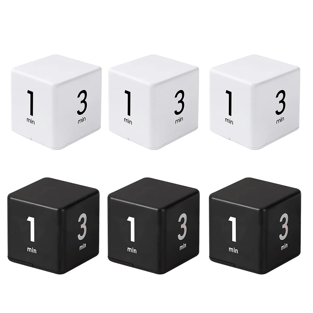 6PACK Time Cube Plus Preset Timer with 4 LED Light Alarm for Time