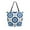 Intricate Blue and White Tie-dye, variant on Open Top Canvas Tote Bag with Zipper Reusable Shopping Bag 13.5x15" Roomy Carryall Intricate Brown Batik Pattern