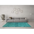 thumbnail image 3 of Ahgly Company Machine Washable Indoor Rectangle Oriental Turquoise Blue Industrial Area Rugs, 2' x 5', 3 of 4