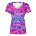 thumbnail image 4 of Womens Summer T Shirts Casual Short Sleeve Tee Shirt with Scale Print V Neck Blouse Loose Top, 4 of 4