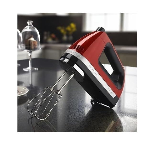 Open Box KitchenAid RRKHM9GC 9-Speed Hand Mixer Gloss Cinnamon-Dark Red