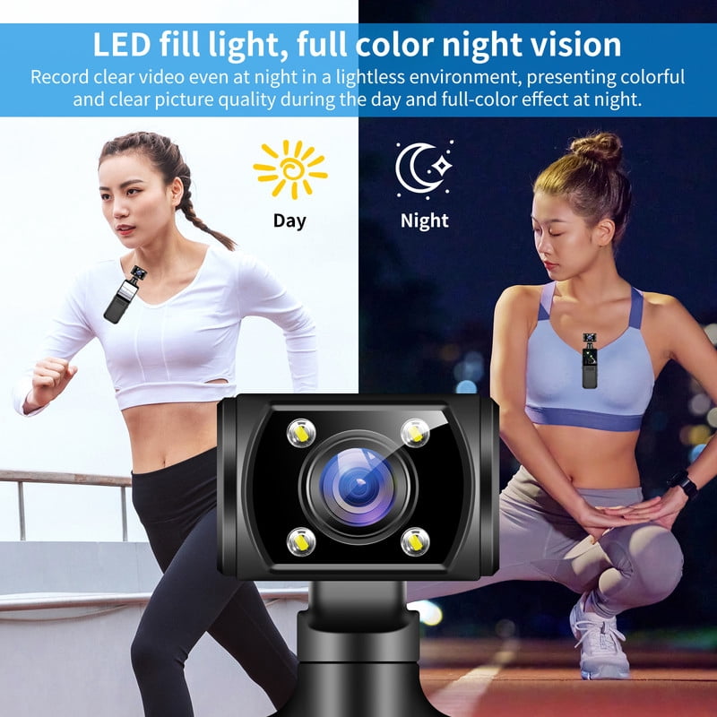 4K Body Camera with 180° Rotating Lens, 4K WiFi Action Camera Mini Video & Audio Pocket Camera, Wearable Camera for Outdoor Sport, Bike, Travel, Work