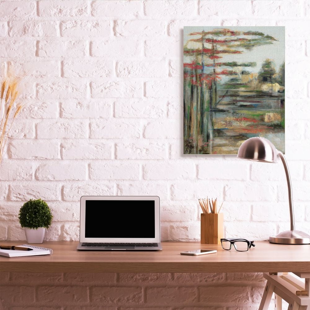 Stupell Industries Abstracted Pastel Landscape Red Green Blue Designed by Third and Wall