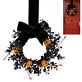 thumbnail image 4 of 2PCS Halloween Leaves Hanging Wreath, Mini Fall Wreaths for Kitchen Cabinets, Realistic Pumpkin Bowknot Farmhouse Door Mantle Wall Hanging, Halloween Candle Ring Table Decoration, 4 of 5