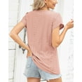 thumbnail image 7 of TEMOFON Women Blouse Summer T-Shirts Short Sleeve Casual V Neck Tops Dressy Ruffle Sleeve Tunic Cute Loose Ladies Tops Pink XL, 7 of 7